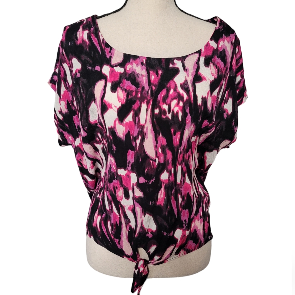 Kensie Knotted Pink Blouse Size Large